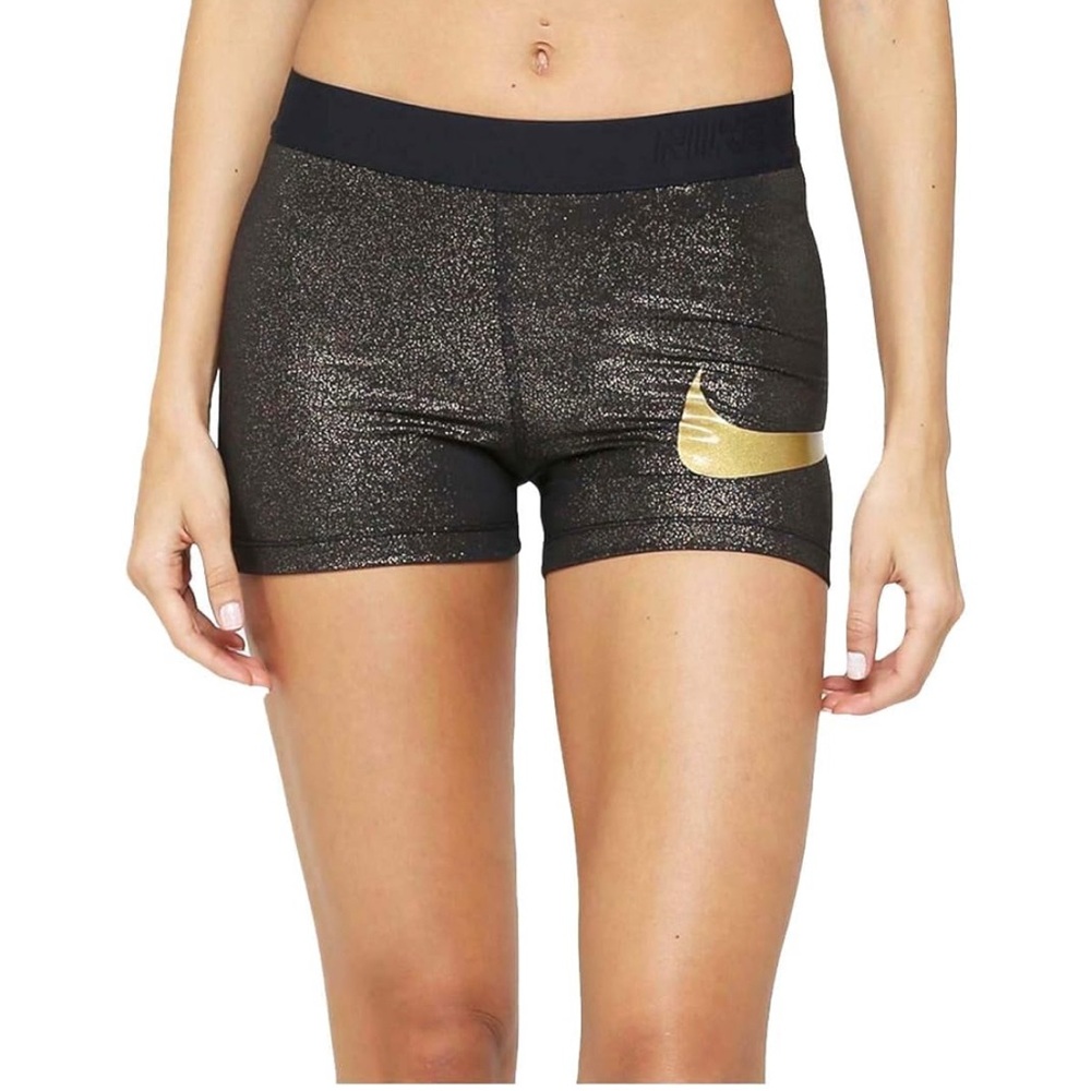 Nike Women's Black and Gold Shorts drifit